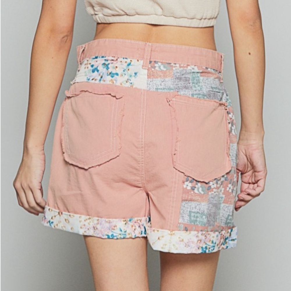 POL Pink Patchwork High-Rise Shorts NWOT - Picture 2 of 5